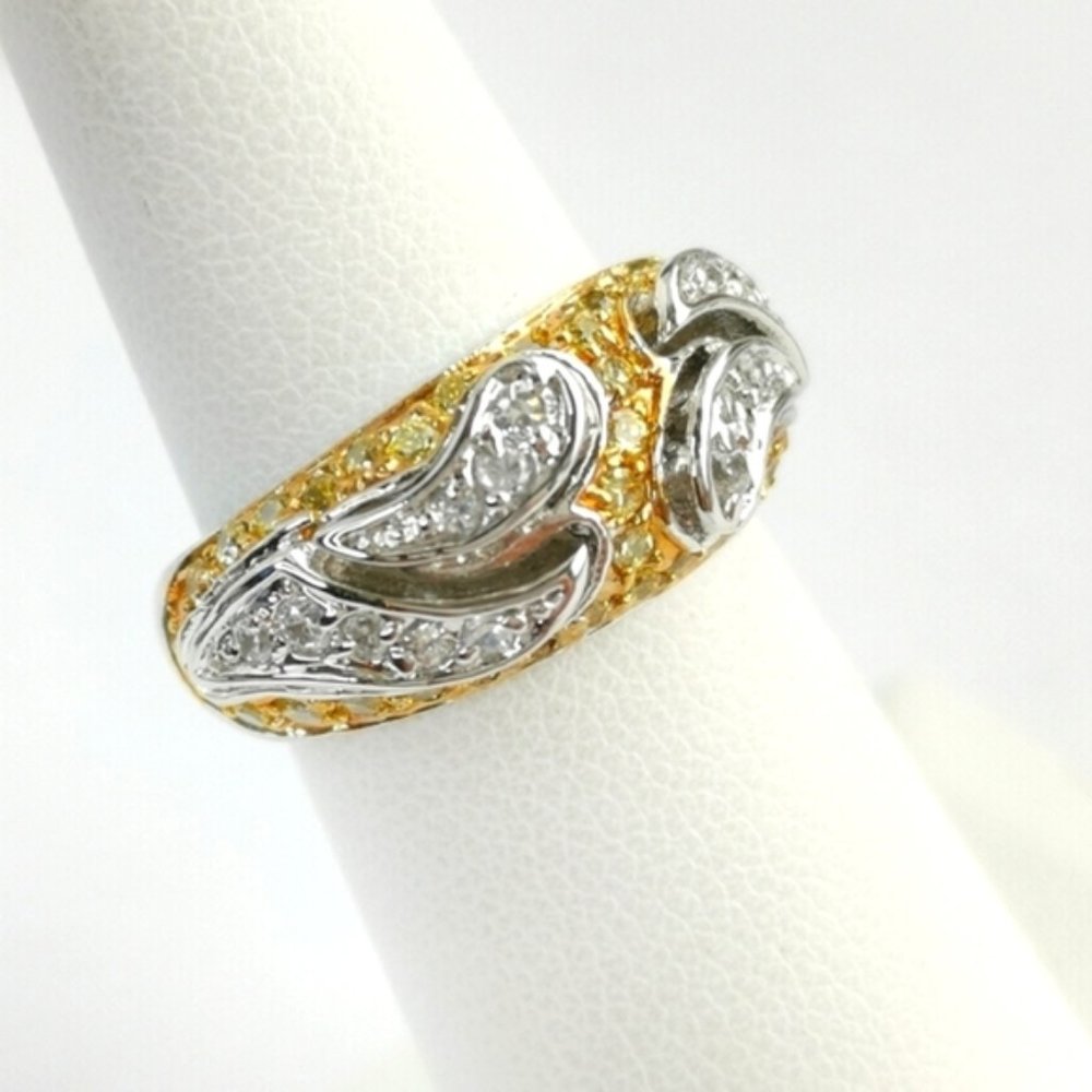 Nwt two tone 14k yellow and white gold CZ band ring size 6